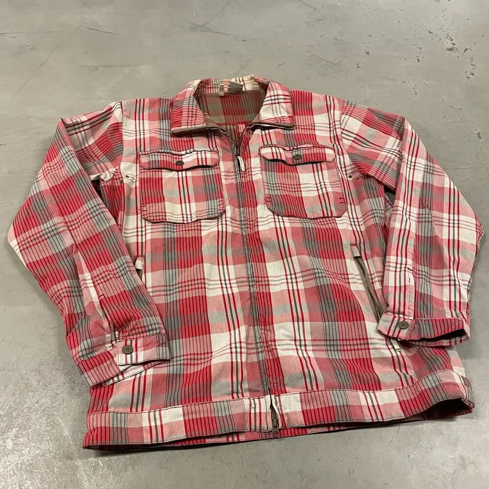 vintage y2k merrell flannel zip up jacket